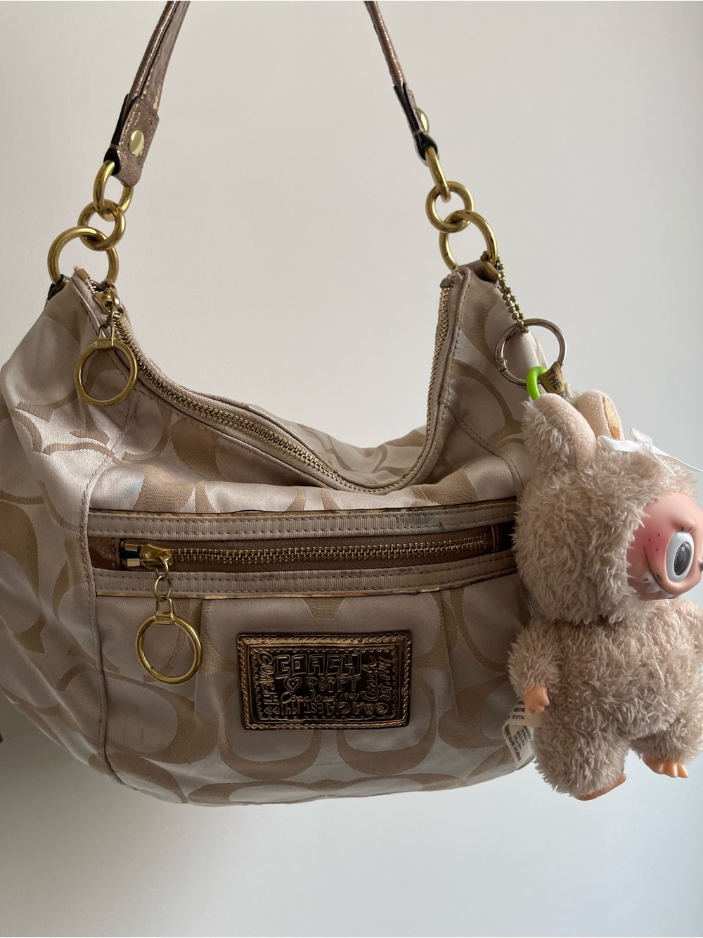 Coach Poppy Signature Gold Sateen Hobo Shoulder Bag Y2K Project